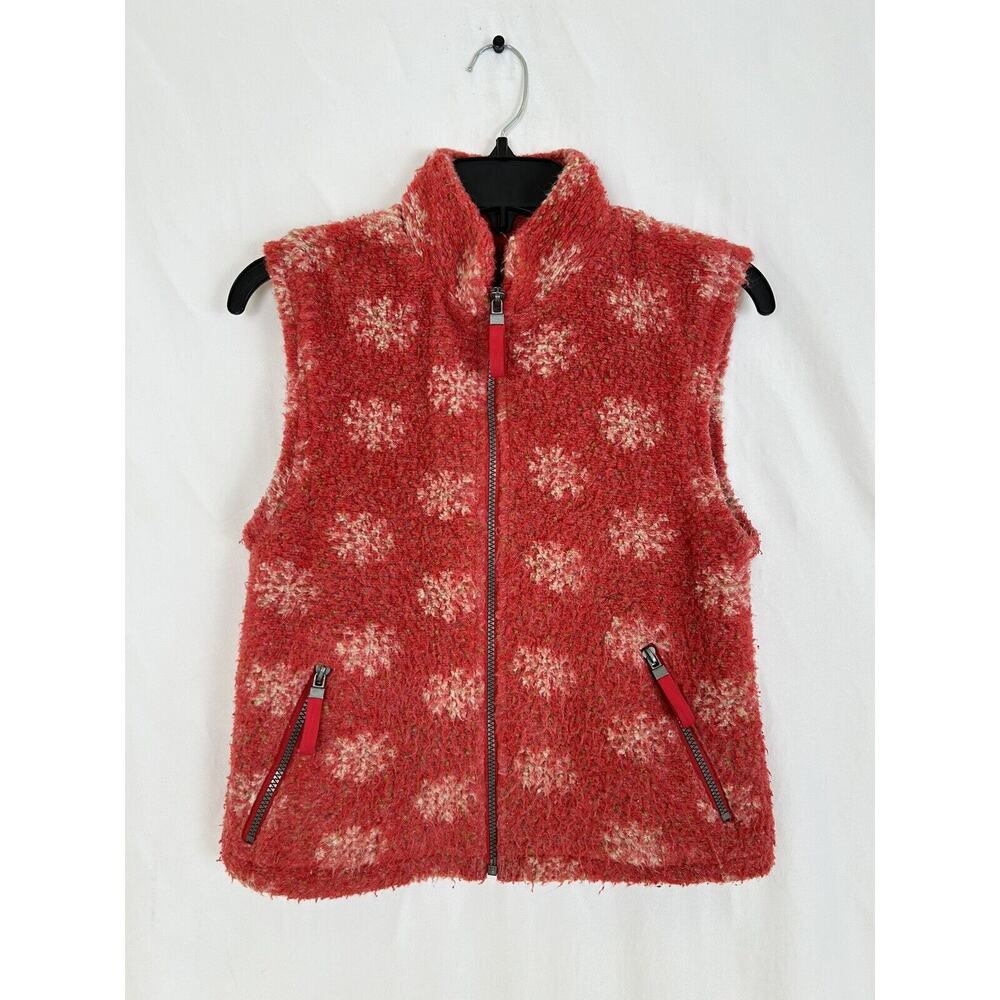 Women's Tsunami‎ Fleece Vest Holiday Snowflake Print Full Zip Sz SM CANADA